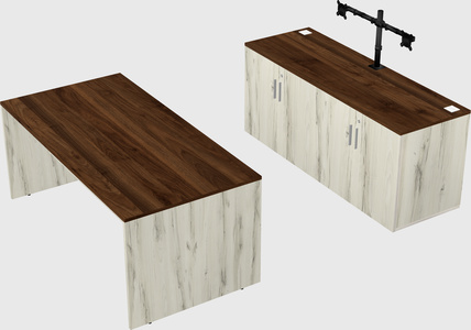 Parallel desk with credenza