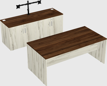 Parallel desk with credenza