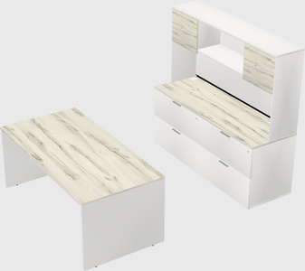 Parallel desk with credenza