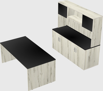 Parallel desk with credenza