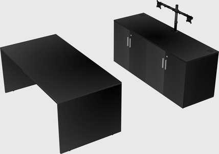 Parallel desk with credenza