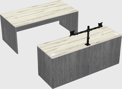 Parallel desk with credenza