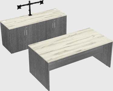 Parallel desk with credenza