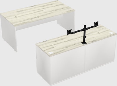 Parallel desk with credenza