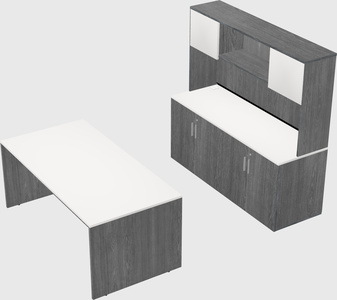 Parallel desk with credenza