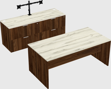 Parallel desk with credenza