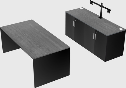 Parallel desk with credenza