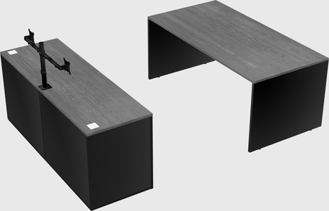Parallel desk with credenza