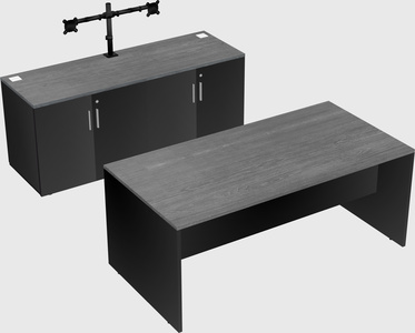 Parallel desk with credenza