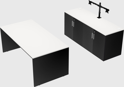 Parallel desk with credenza