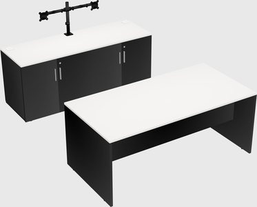 Parallel desk with credenza