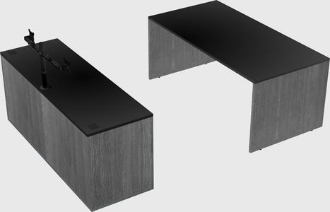 Parallel desk with credenza
