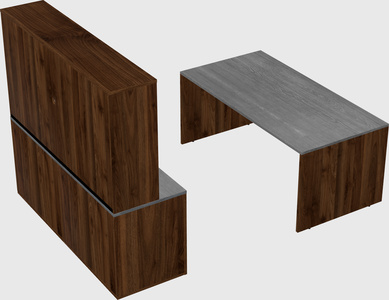Parallel desk with credenza