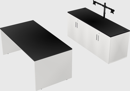 Parallel desk with credenza