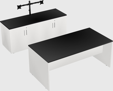 Parallel desk with credenza