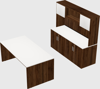 Parallel desk with credenza