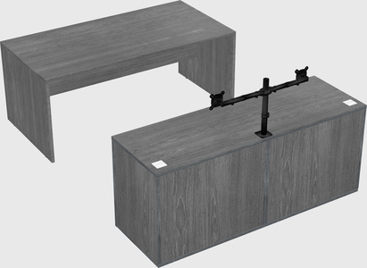 Parallel desk with credenza