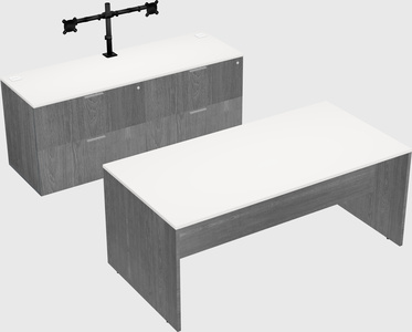 Parallel desk with credenza