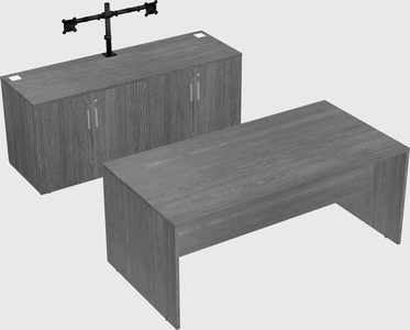 Parallel desk with credenza