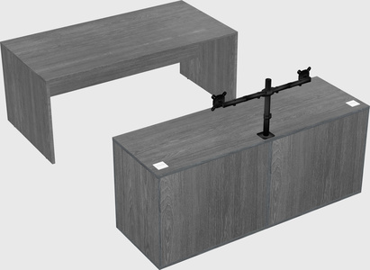 Parallel desk with credenza