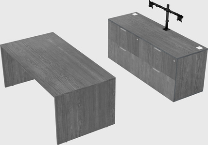 Parallel desk with credenza