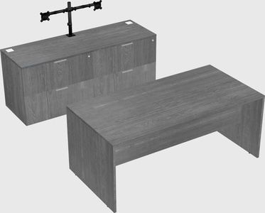 Parallel desk with credenza