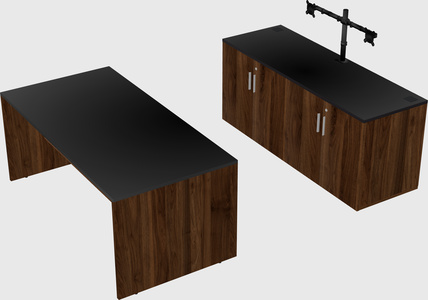 Parallel desk with credenza