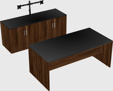 Parallel desk with credenza