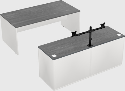 Parallel desk with credenza