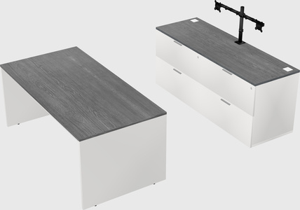 Parallel desk with credenza