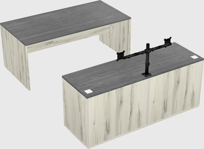 Parallel desk with credenza