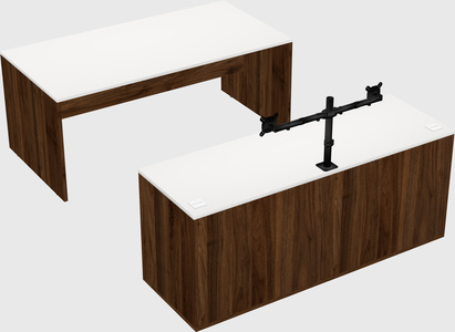 Parallel desk with credenza