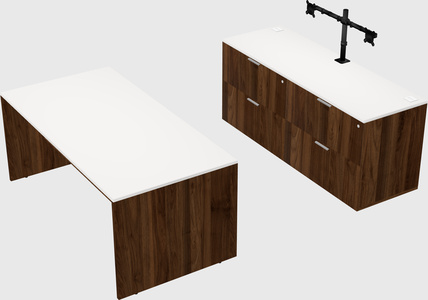 Parallel desk with credenza