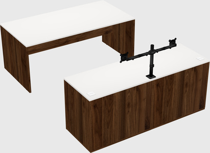 Parallel desk with credenza