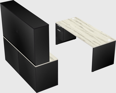 Parallel desk with credenza