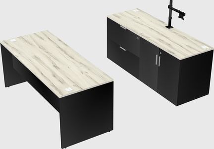 Parallel desk with credenza