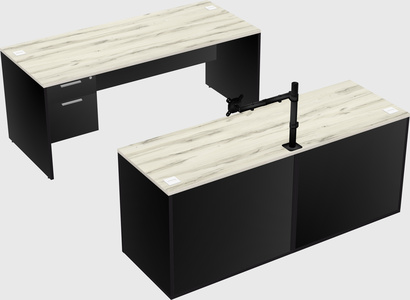 Parallel desk with credenza