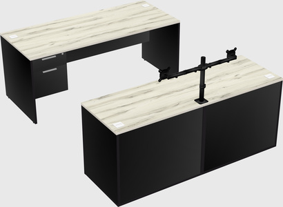 Parallel desk with credenza