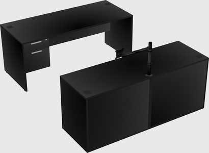 Parallel desk with credenza