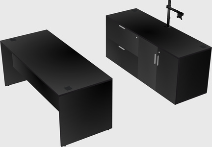 Parallel desk with credenza