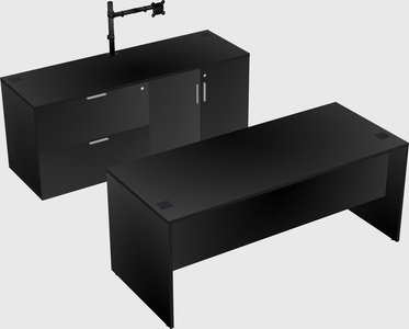 Parallel desk with credenza