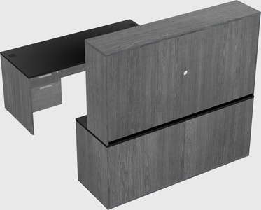 Parallel desk with credenza