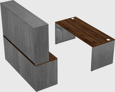 Parallel desk with credenza