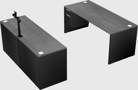 Parallel desk with credenza