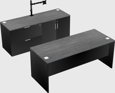 Parallel desk with credenza