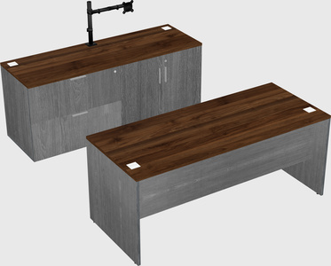 Parallel desk with credenza