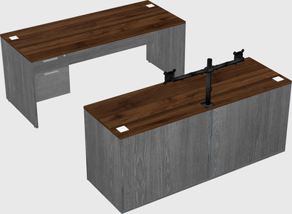 Parallel desk with credenza