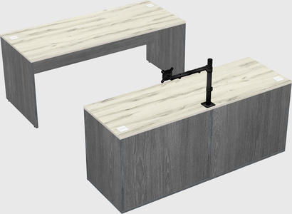 Parallel desk with credenza