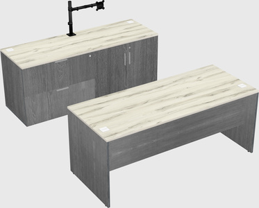 Parallel desk with credenza