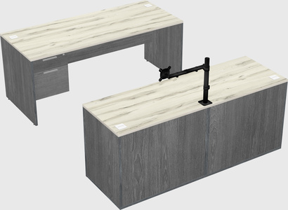 Parallel desk with credenza